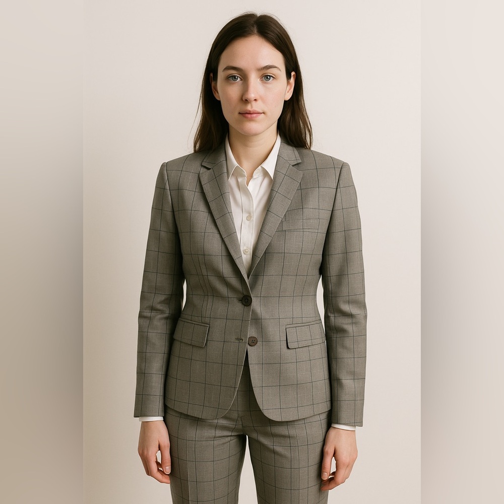 Women's Classic Gray Plaid Suit